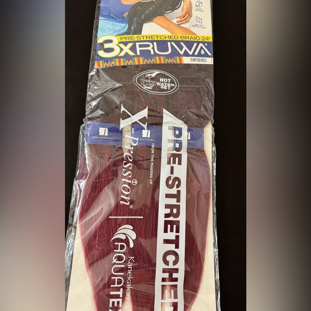 X-Pression Pre-Stretched 5X Row Hot Water Set - Burgundy/White